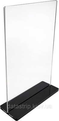 Менюхолдер А4 вертикальний з пласкою основою чорного кольору. 1211 фото