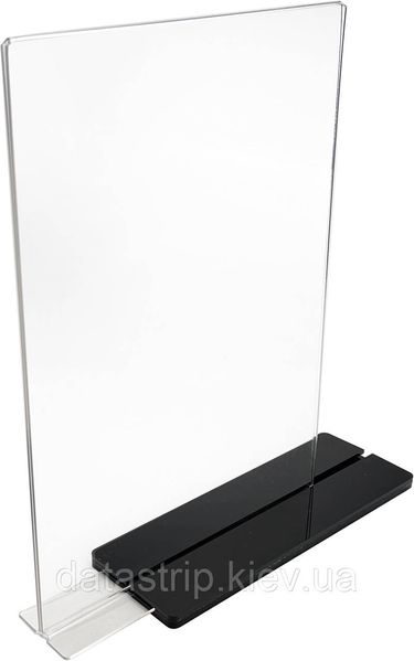 Менюхолдер А4 вертикальний з пласкою основою чорного кольору. 1211 фото